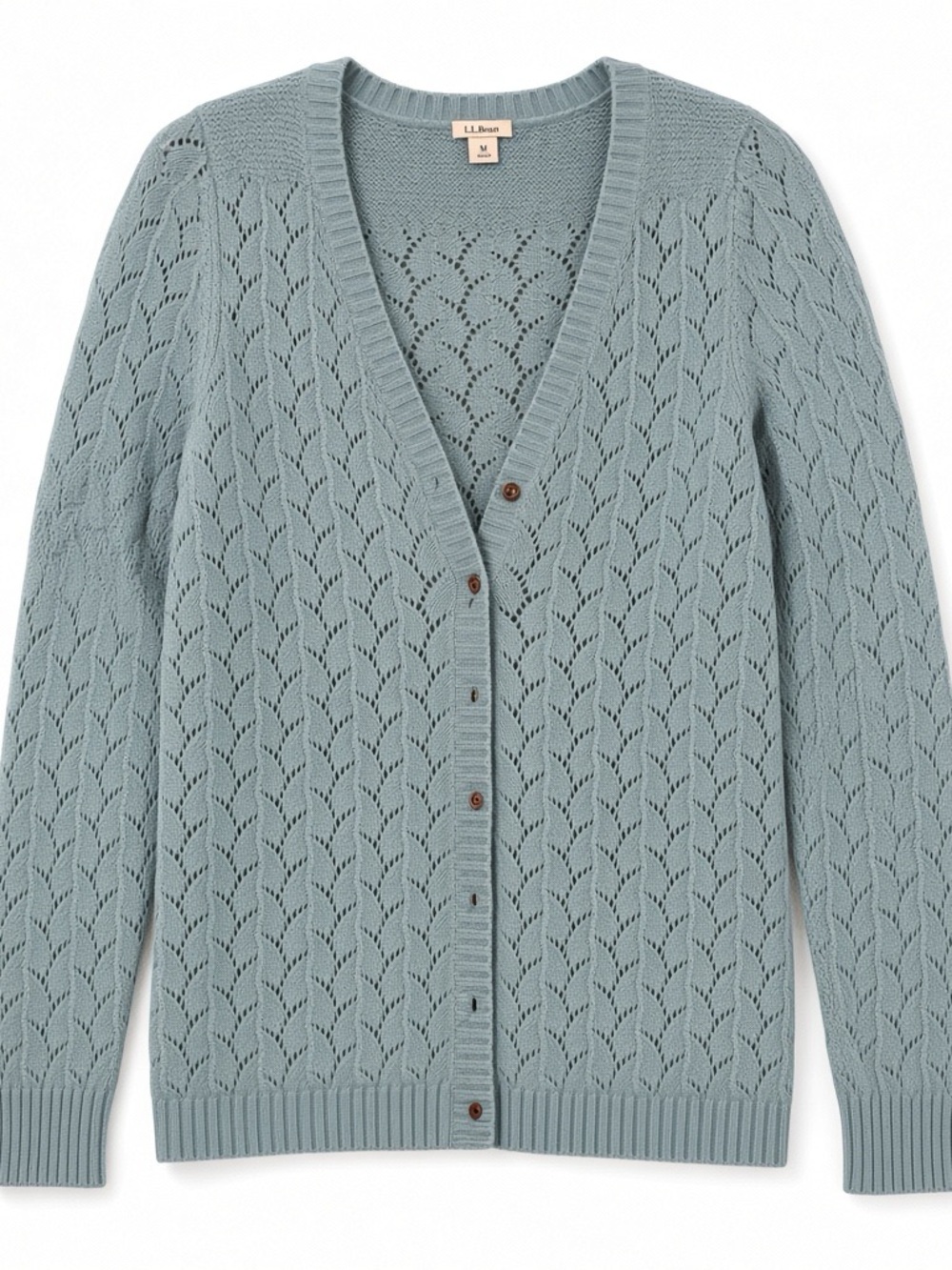 LL Bean Cardigan M Blue Lambswool Angora Cashmere Knit Grandmacore Cottagecore